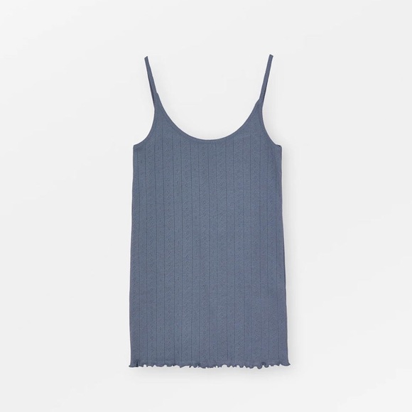 Skall Studio edie pointelle organic cotton cami tank top xs blue - Picture 2 of 8
